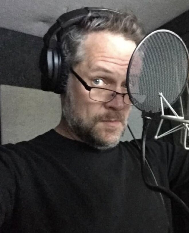Chuck Huber in the recording booth