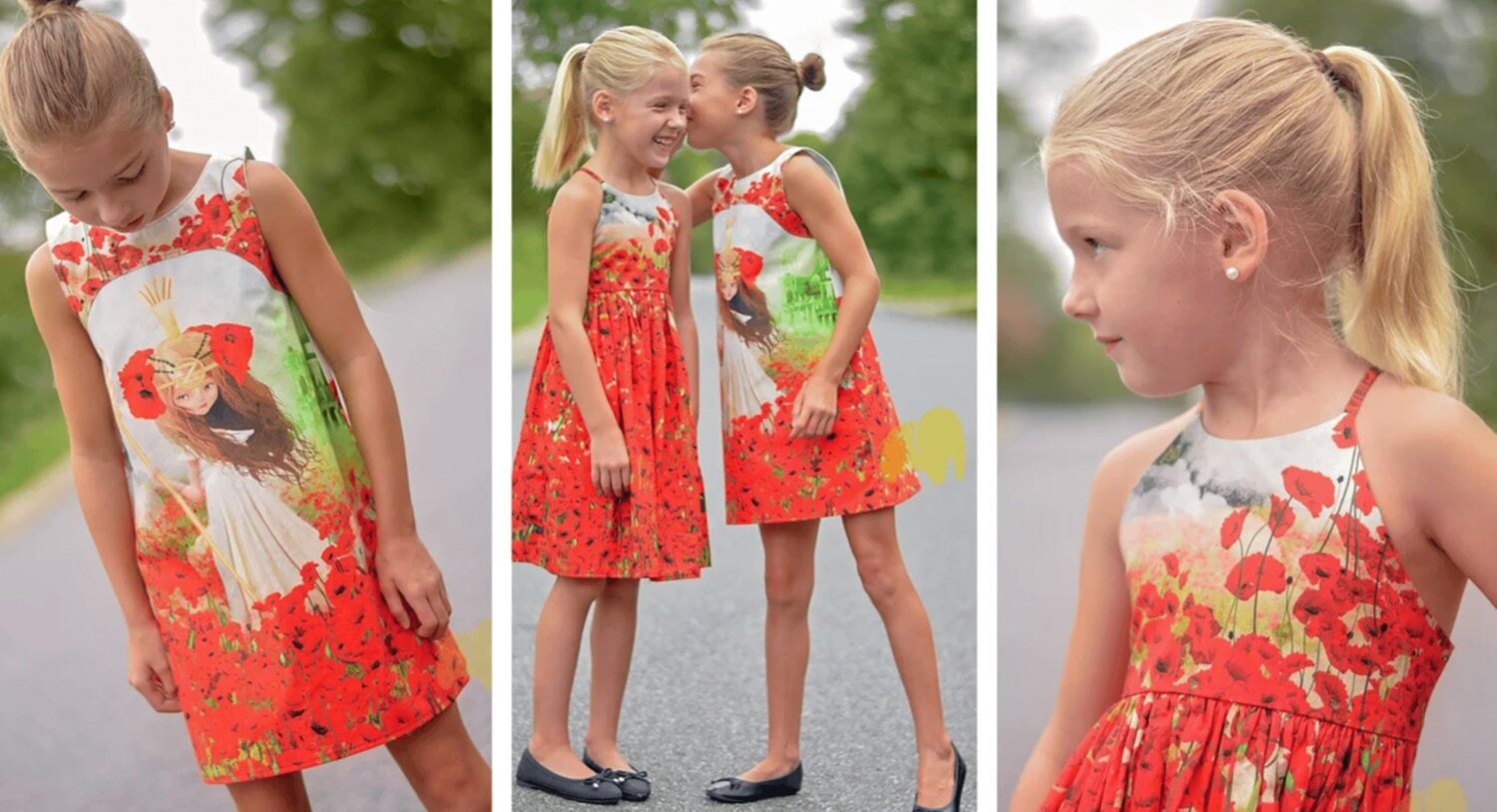 Children's dresses sewn from original fabric designs